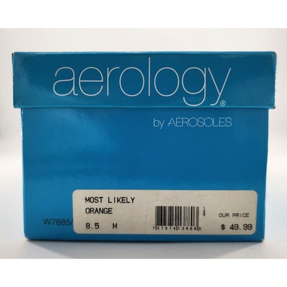 Aerology by Aerosoles Women's Orange Leather Open Toe "Most Likely" Heels Sz 8.5 - Picture 2 of 12
